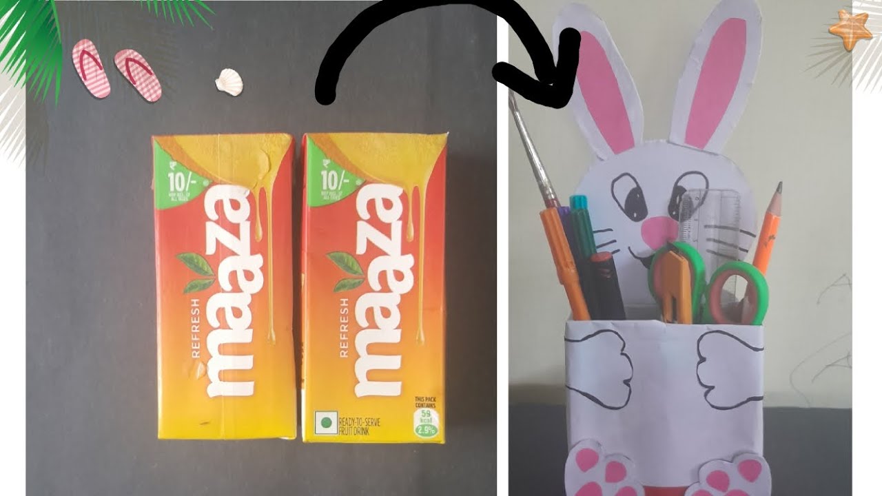 mazza juice wrapper crafthow to make cute rabbit pen stand easy