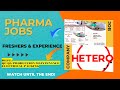 Hetero labs ltd walk-interviews for freshers & experience walk-in-on-19th & 20th oct-2024 in Telugu