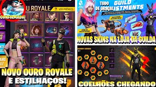 EXCLUSIVO! NOVO OURO ROYALE E ESTILHAÇOS, COELHÕES, NOVAS SKINS DE GRAÇA, NOVIDADES FREE FIRE
