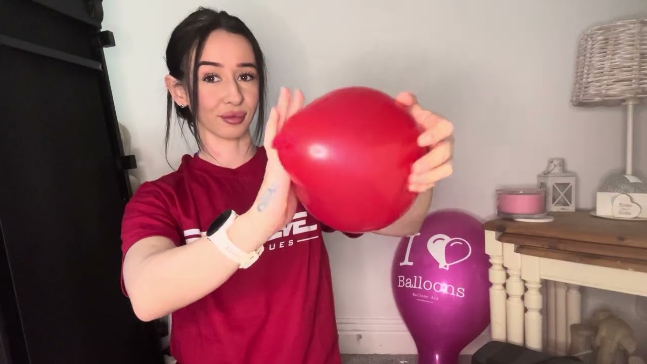 Blowing up and popping red coloured balloons like my red tshirt 