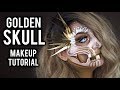 GOLDEN GLAM HALF SKULL | HALLOWEEN COSTUME MAKEUP TUTORIAL