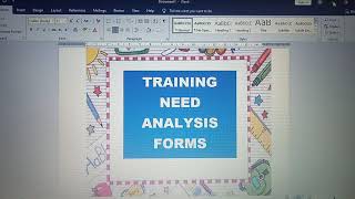Preparation of Training Need Analysis Forms