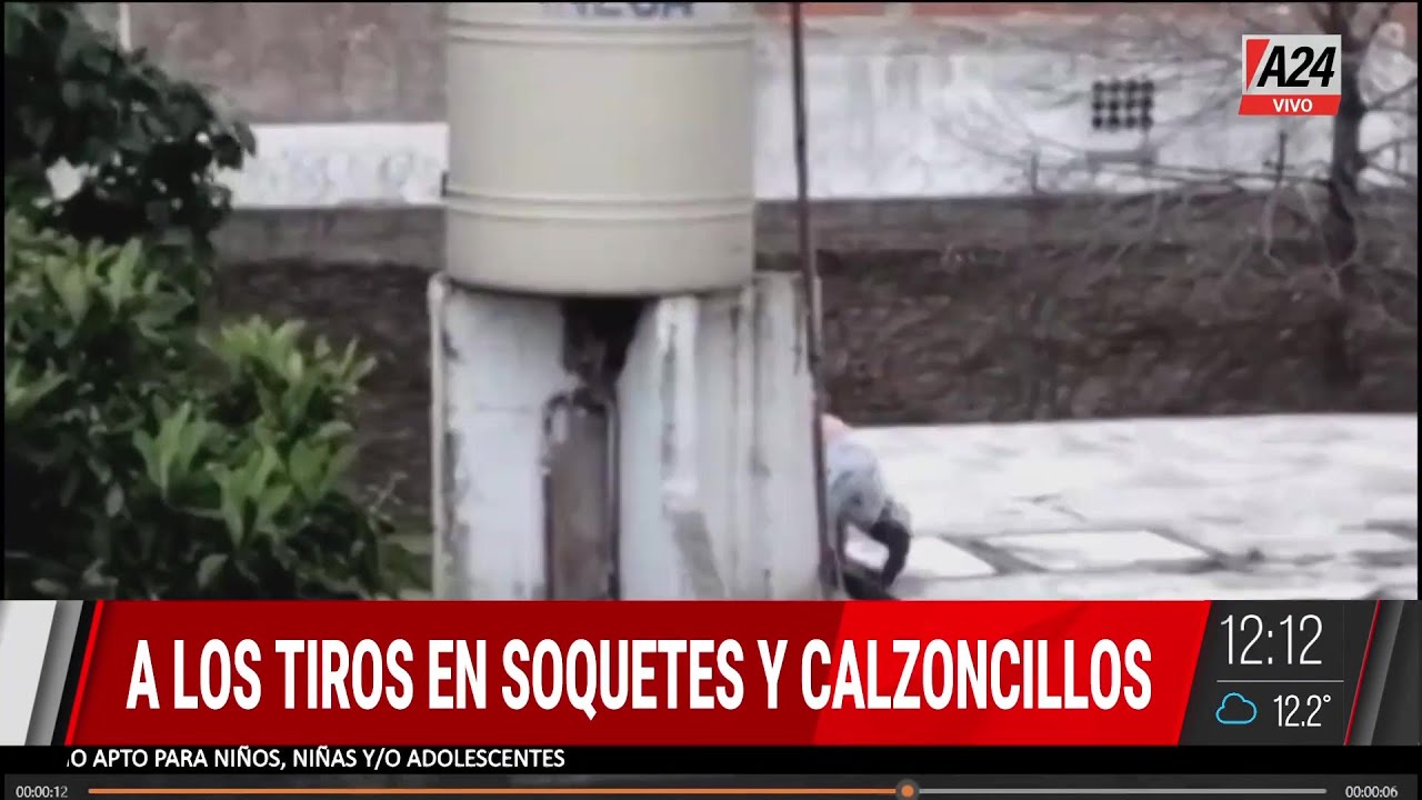 En calzoncillos y a los tiros, un hombre se subió al techo de su casa y evitó que le roben