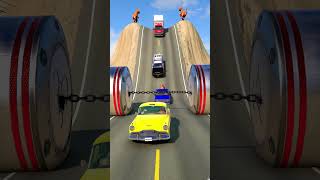 Cars &amp; Cargo Van vs Chained Hydraulic Crush - BeamNG.drive #shorts #beamngdrive #beamng