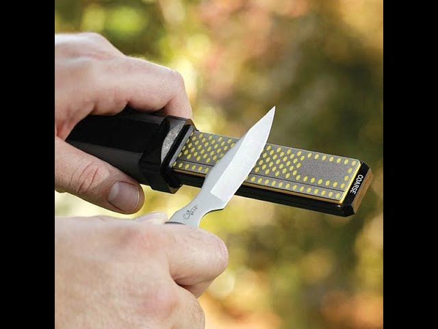 Smith’s 50113 4” Diamond Combination Sharpener - Double Sided Stone -  Outdoor Field Knife Sharpener - Fish Hook & Pointed Tools Micro Sharpener 