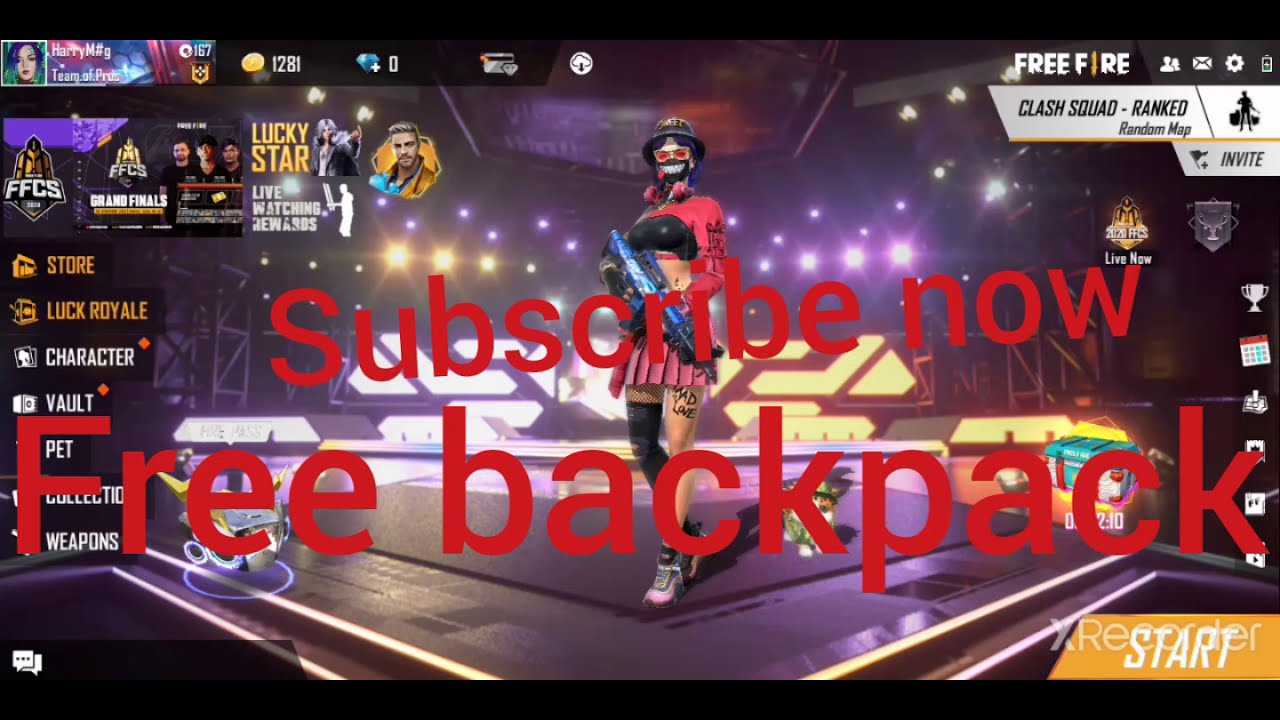 Gamefree fire free backpack skin 😱 YouTube