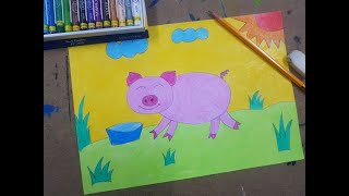 Vẽ con vật - Vẽ con heo | How to draw a pig | Kim Thành Cần Giờ