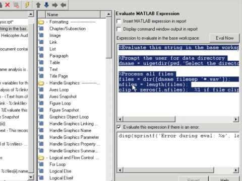 Adding MATLAB Report