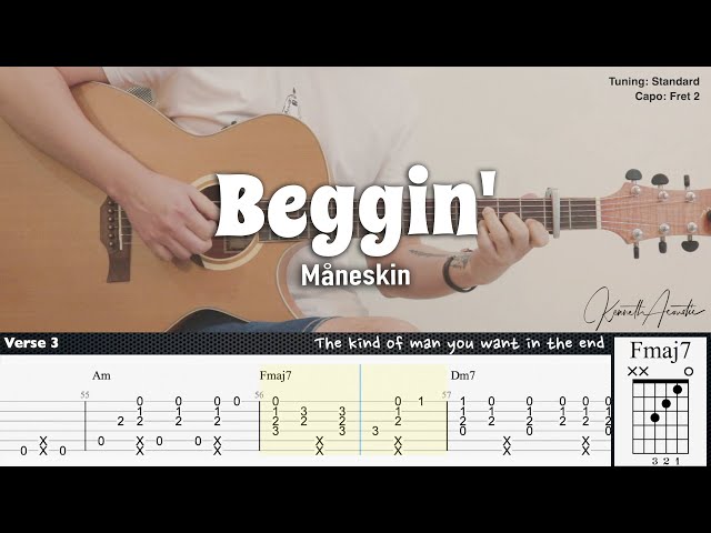 Beggin' - Måneskin | Fingerstyle Guitar | TAB + Chords + Lyrics class=