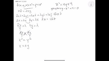 Minimum distance to the origin   Find the points on the surface z^2=x y+4 closest to the orig…