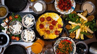 Traditional Village Breakfast / Omelette, Katmer, Pastry and Appetizers