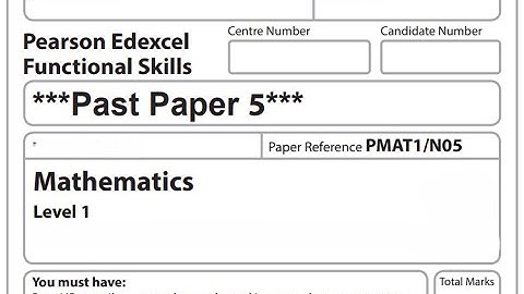 Functional Skills Maths L1 Past Paper 5 Pearson Edexcel