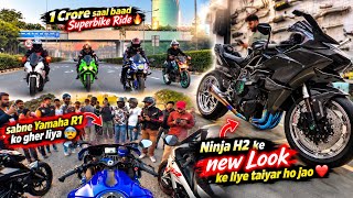 1 Crore saal baad SUPERBIKE Ride 🔥 Yamaha R1 ko sabne gher liya 😰 Ninja H2 ka new Look Ayega 😈