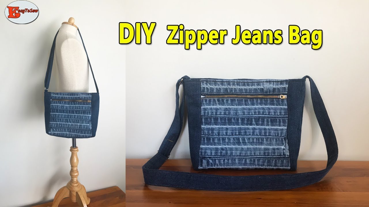 ZIPPER JEANS BAG | DIY BAG | RECYCLE OLD JEANS | JEANS CROSSBODY BAG ...