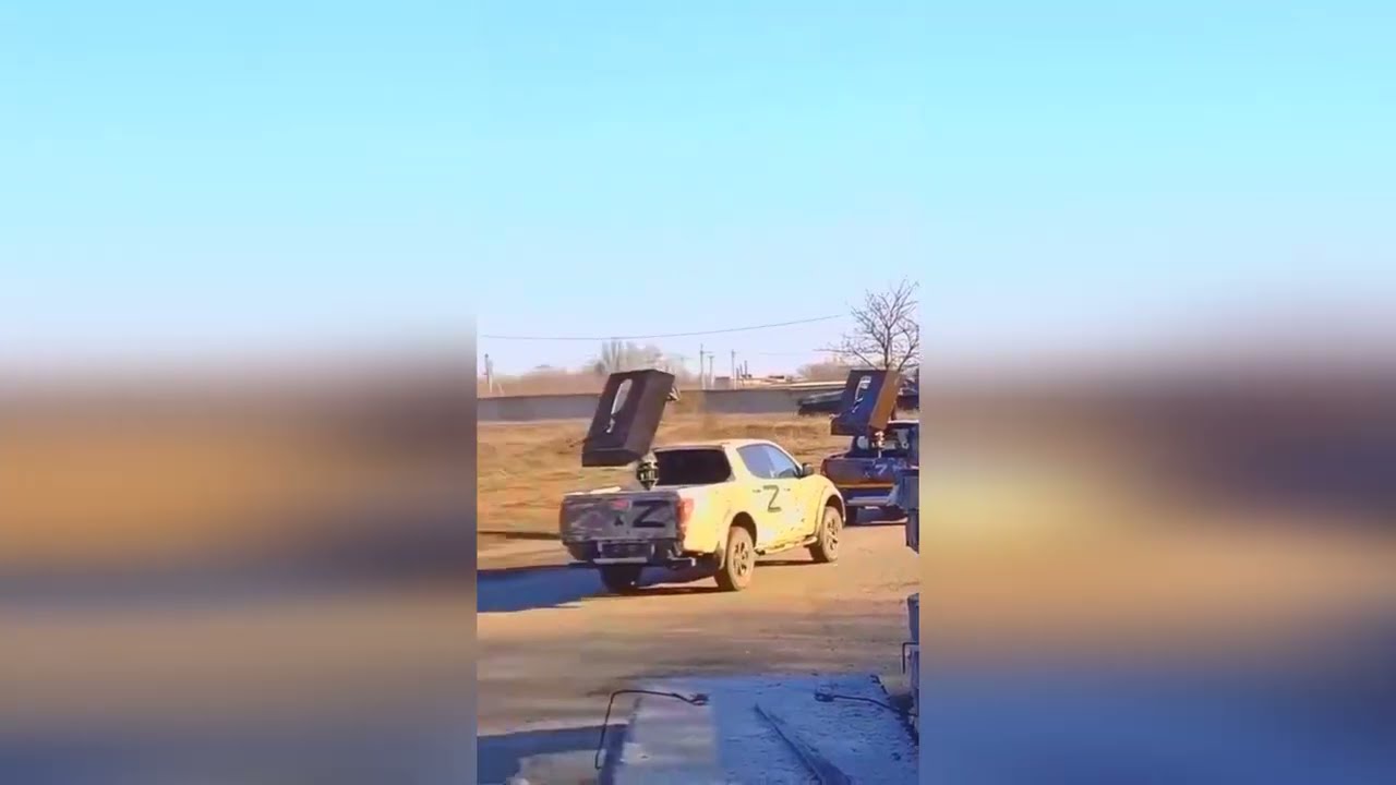 Ukraine War - The Russian army captured American military Mitsubishi pickup truck with machine guns