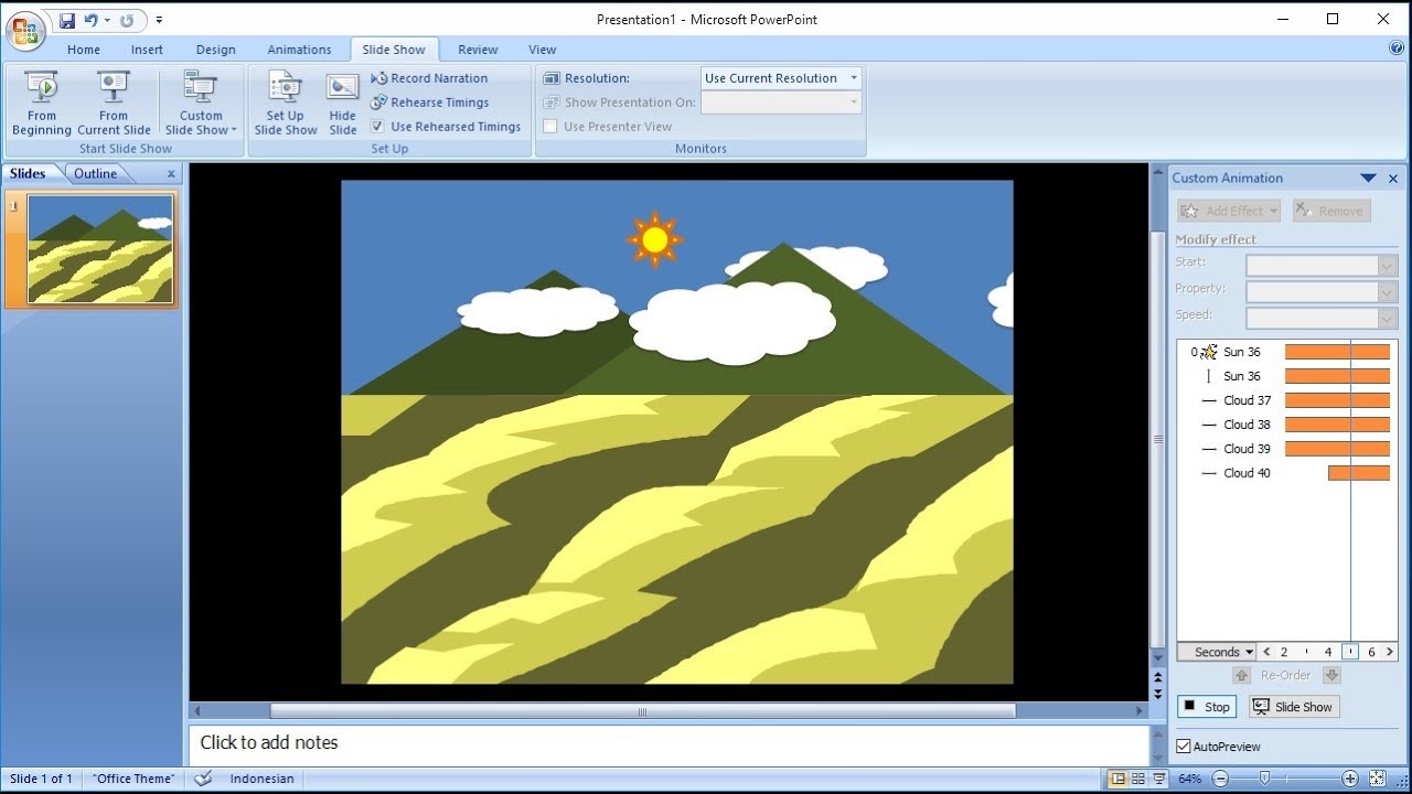 Tutorial powerpoint  2007  Cara  Membuat  Animasi  Awan dan 