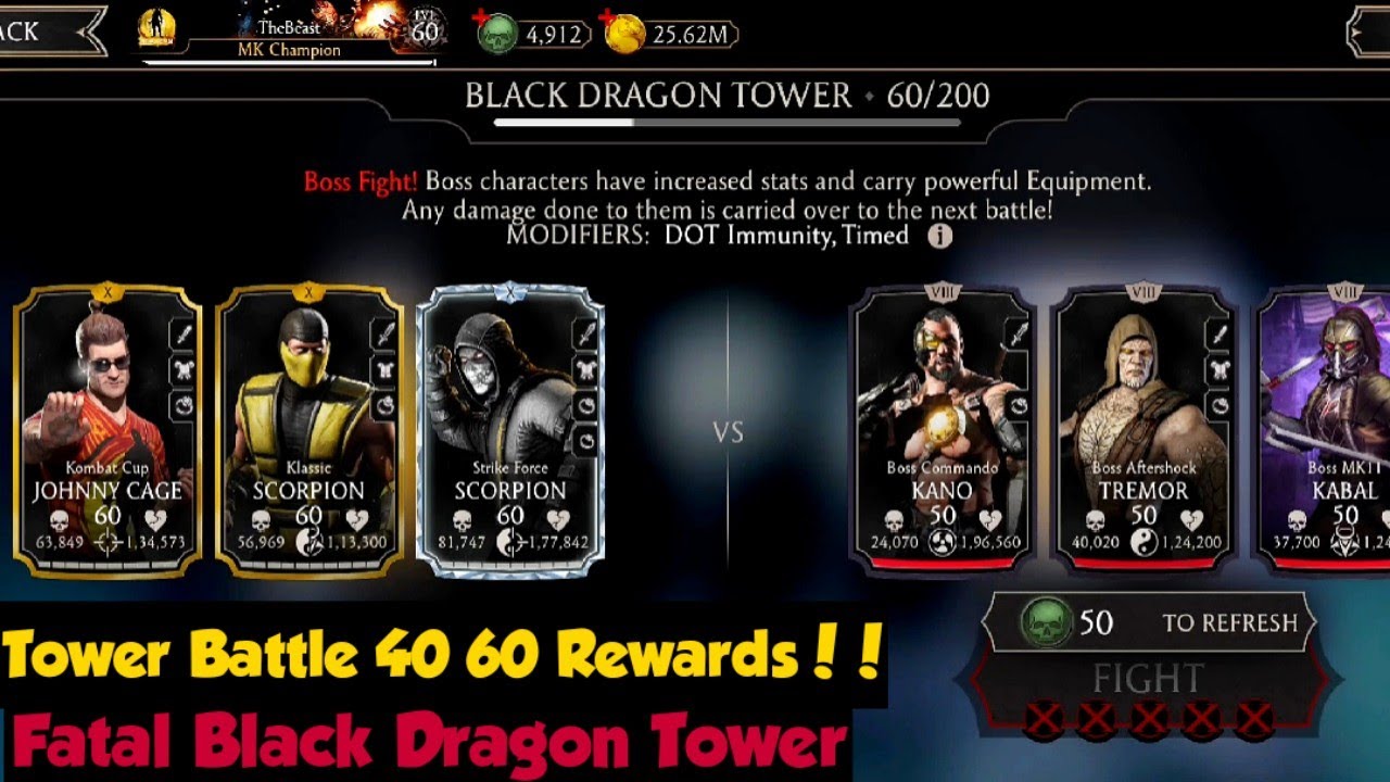 Mk Mobile Fatal Black Dragon Tower Boss Battle 40 + 60 and rewards Watch Till end!