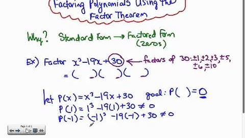 The Factor Theorem to Factor a Polynomial.mp4