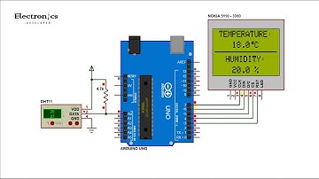 DHT11 Sensor And NOKIA 5110 LCD Interfacing With Arduino  | NOKIA3110
