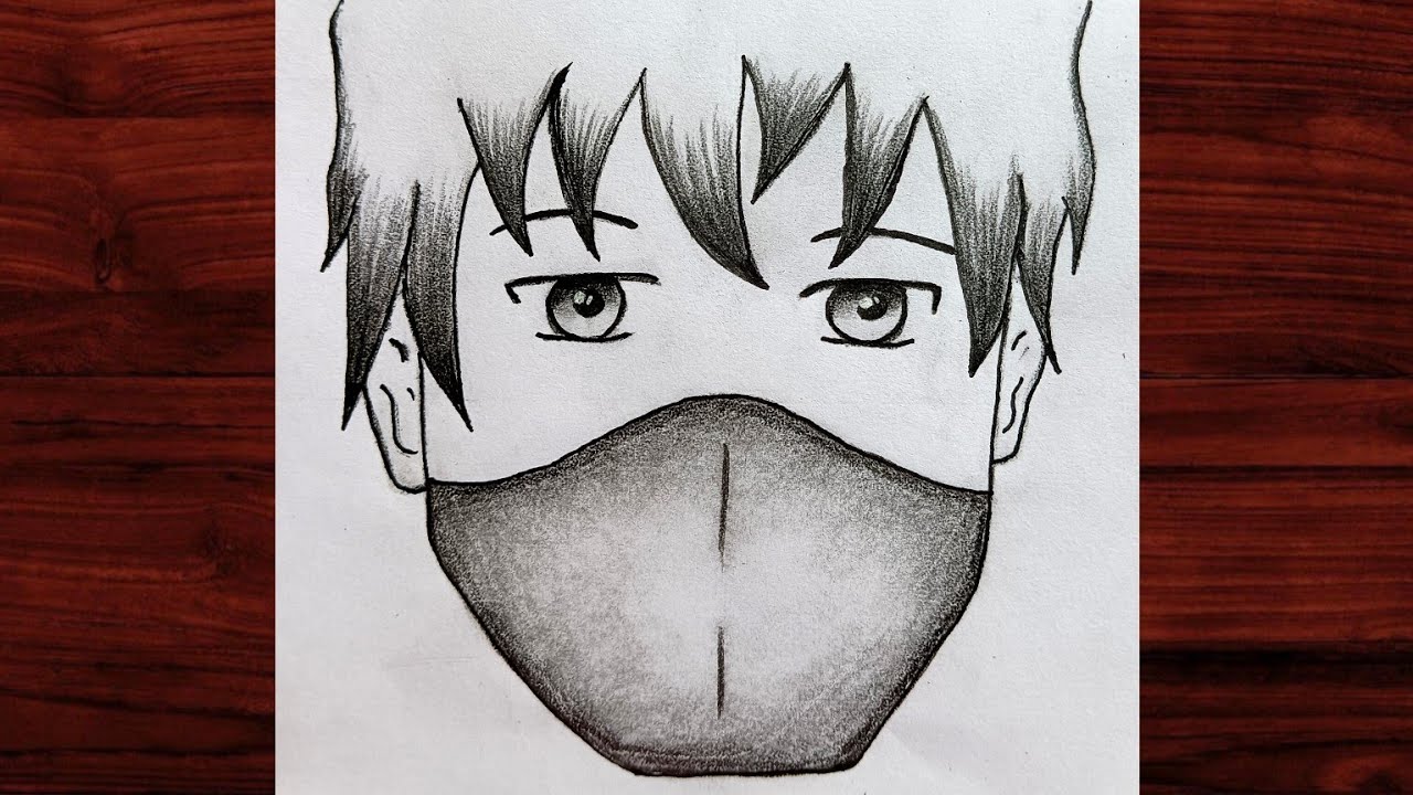 Easy anime drawing, how to draw anime boy wearing a mask easy step-by-step  