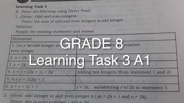Grade 8 Learning Task 3 A 1: Prove the following using Direct Proof