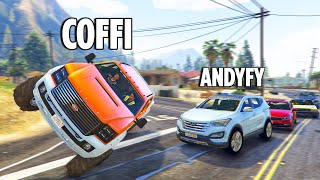 GTA 5 ГОРОДСКАЯ МАСКИРОВКА -  КОФФИ ЗАСАЖИВАЕТ АНДРЕЯ! 5 РАУНДОВ 5 ЧЕЛОВЕК В ДЕРЕВНЕ ЕДУТ КАК БОТЫ!