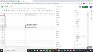 Google Sheets - Finding Population Variance