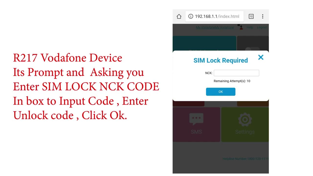 Vodafone R217 NCK Unlock code