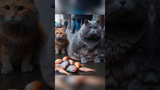 Hungry cat is becoming giat |eating too much fishes #ytshorts #cat #catstory