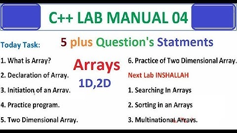 C++ Lab  MANUAL 04 (Array)