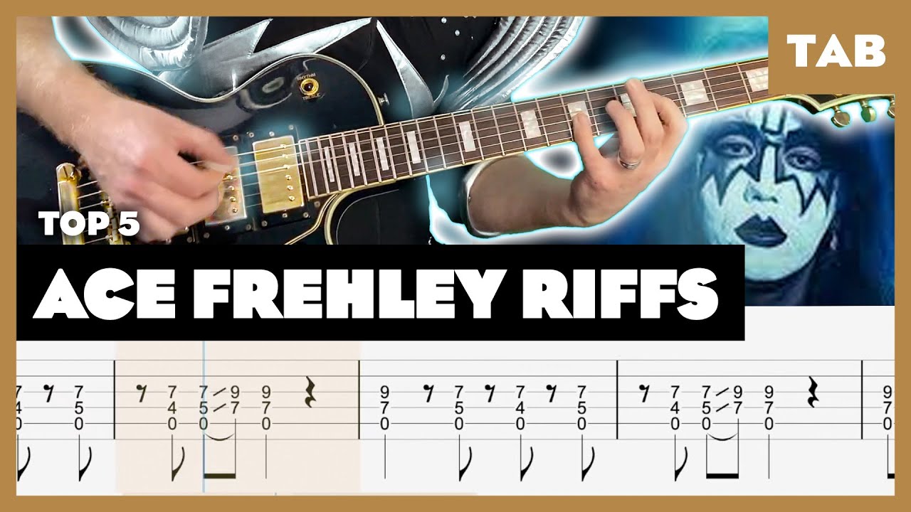 KISS — 5 лучших риффов Эйса Фрейли — табулатура для гитары | Урок | Кавер | Учебник