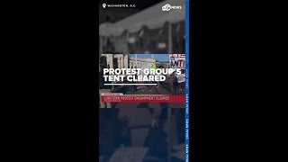 Protest tent in front of D.C.'s Union Station taken down by feds