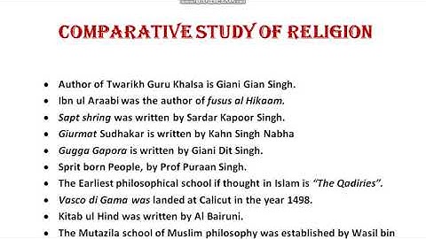 Comparative Study of Religion.