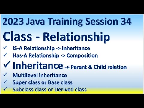 2023 Java Training Session 34 | Class - Relationship | IS-A Inheritance | Has-A Composition