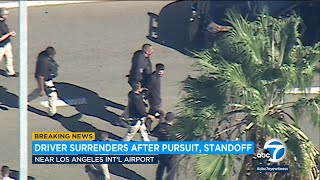 Chase from San Diego to LAX ends in tense standoff, suspect taken into custody