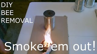 DIY BEE & WASP REMOVAL - Smoke 'em out! (cheap/easy/effective and doesn't harm/hurt them)