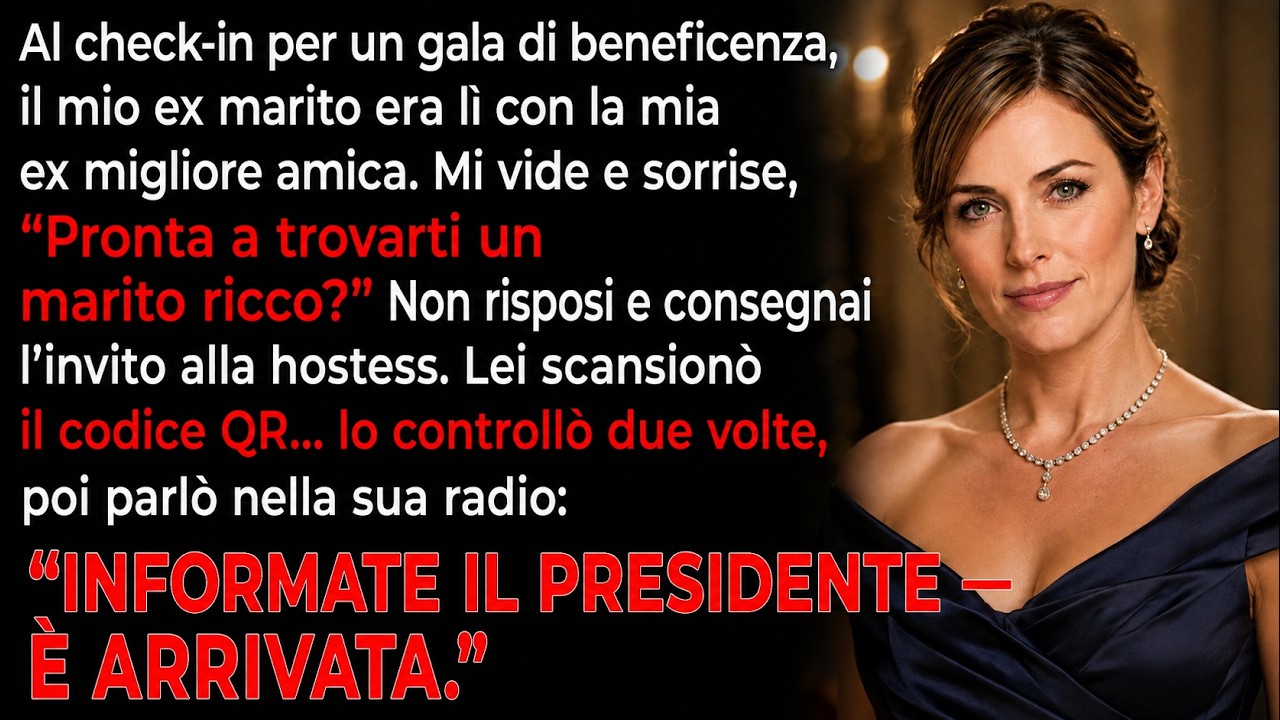 Ero appena entrata al gala quando il mio ex marito, con la sua nuova fidanzata al braccio, ha guardato il mio invito e ha sibilato: “Sei qui per trovarti un marito ricco?”. Lui non poteva sapere...