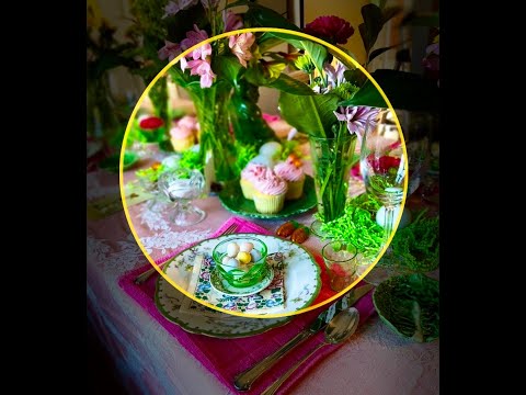 Green Depression Glass on the Dinner Table
