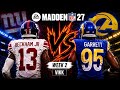 Giants vs Rams Week 2 Simulation | Madden 27 Draft Rosters