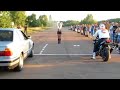 Motorcycle vs car drag race epic fail