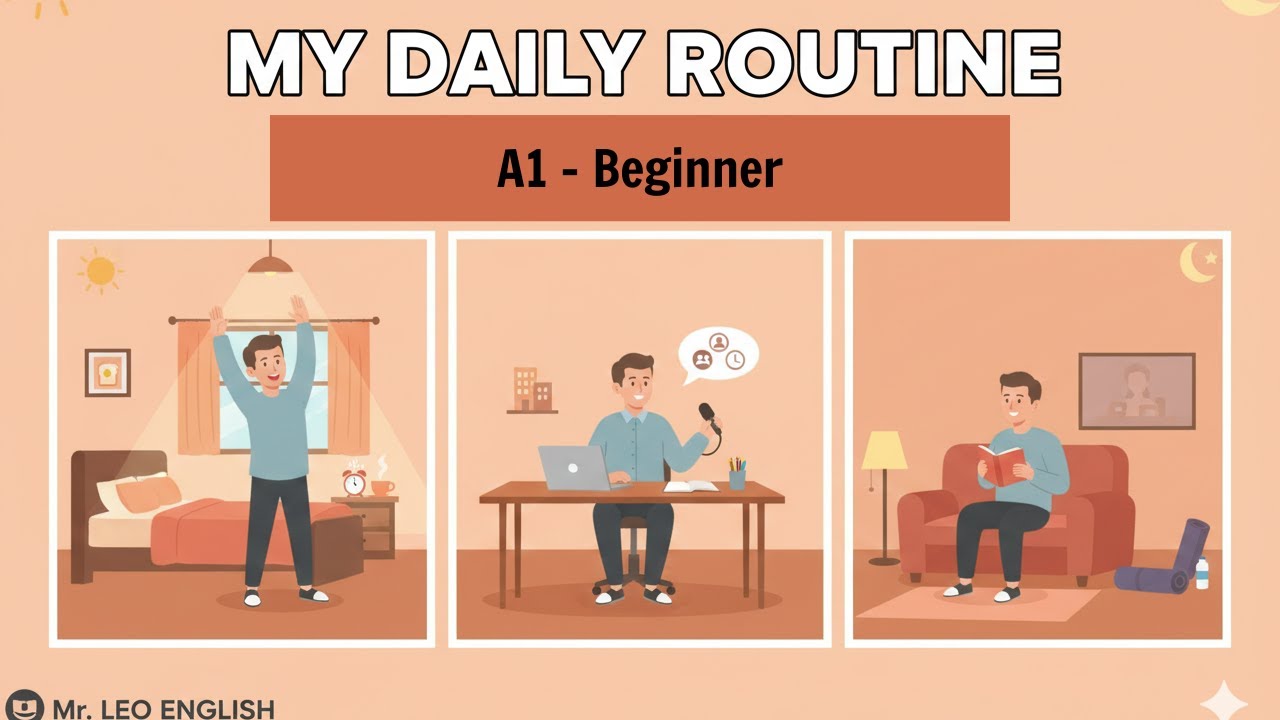 My Daily Routine | Easy English Listening Practice | Level 1 - YouTube