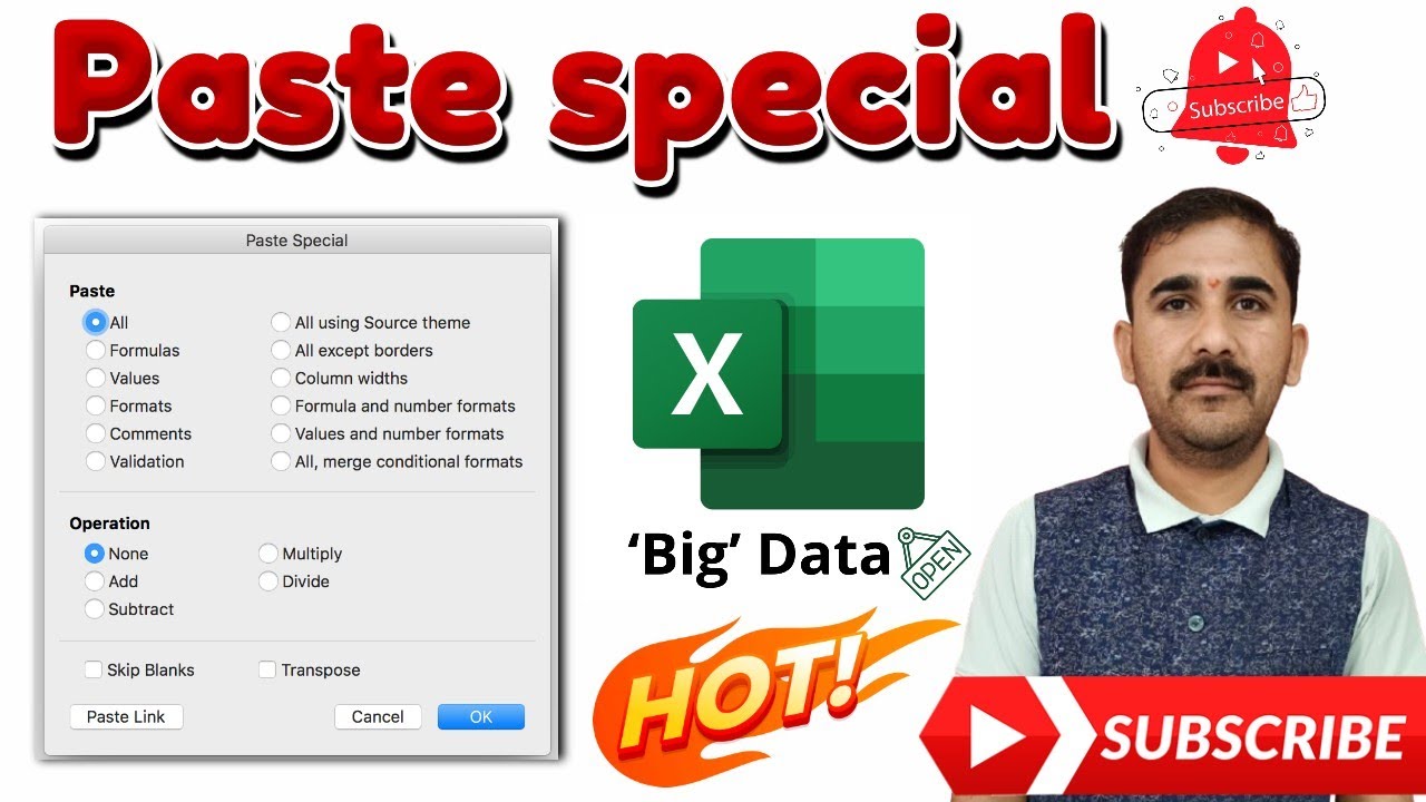 Paste Special Option [Excel] || All Option| Comment, Validation, Transpose, Skip blanks, operation