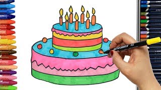 Come disegnare e colorare torta colorato a due strati | Disegnare | Come colorare per bambini screenshot 1