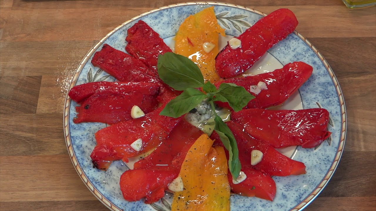 Kochen mit Traudl - Antipasti - Marinierte Paprika - YouTube