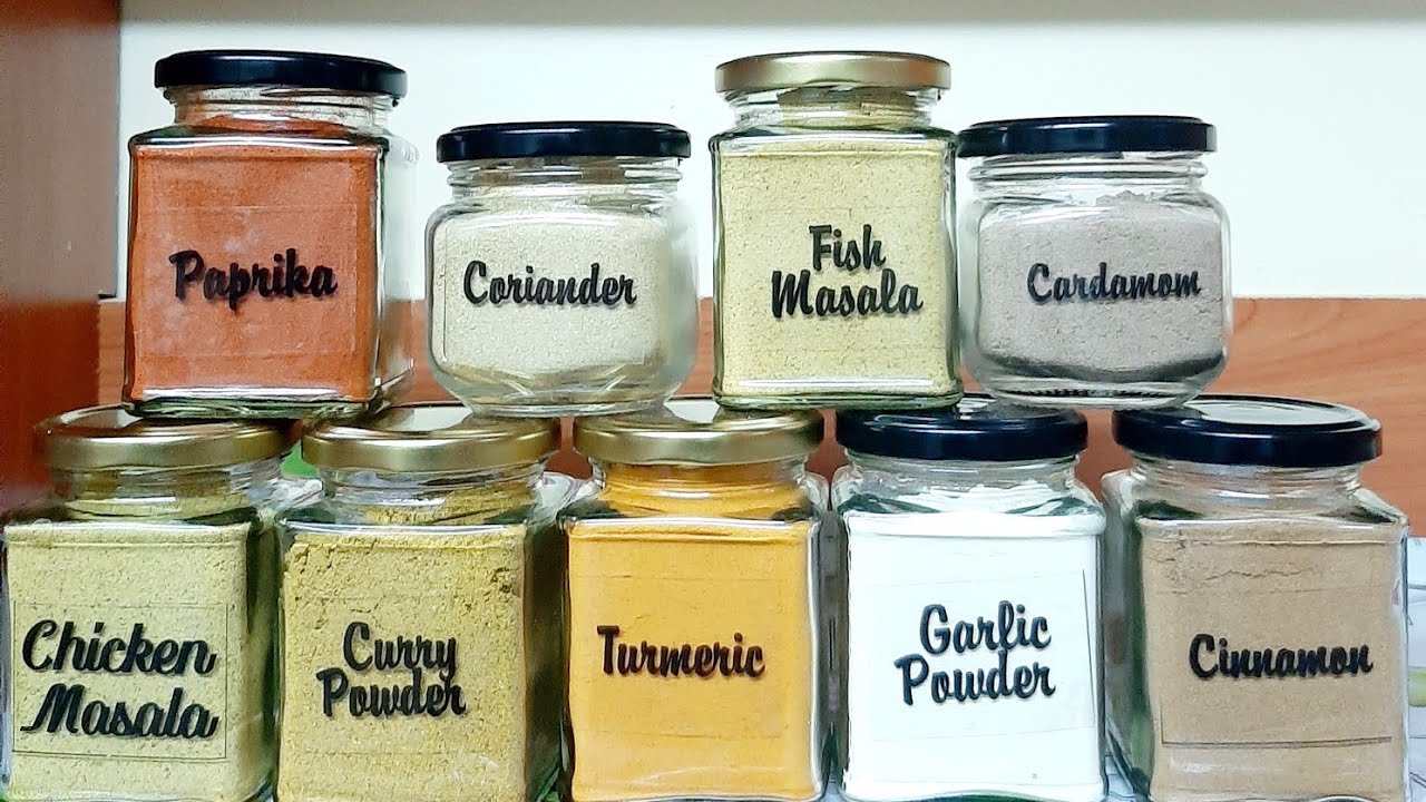 Moving Spices into Matching Glass Jars - How to do it on a budget!