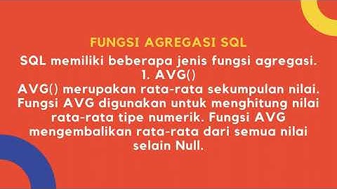 SQL : Fungsi Agregasi
