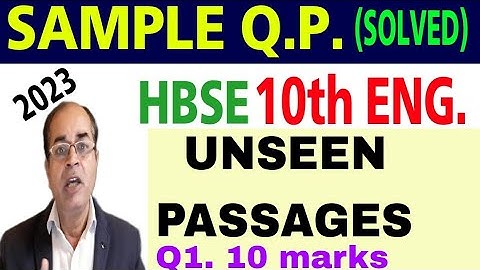 unseen passage class 10 english sample Question paper solved hbse 2023 by vijay kumar
