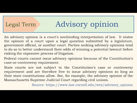 Legal Term, Definition, Advisory Opinion