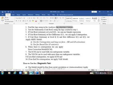 (EViews 10) Auto regressive Distributed Lag  (ARDL) and ECM Model Estimation