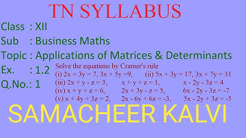 Ex 1.2 - Q.No 1 - 12th Business Maths - Applications of Matrices & Determinants